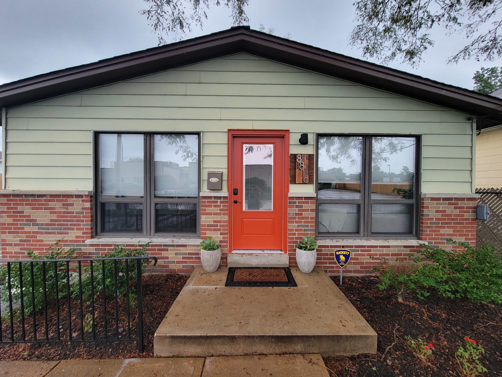 The office front with its orange door